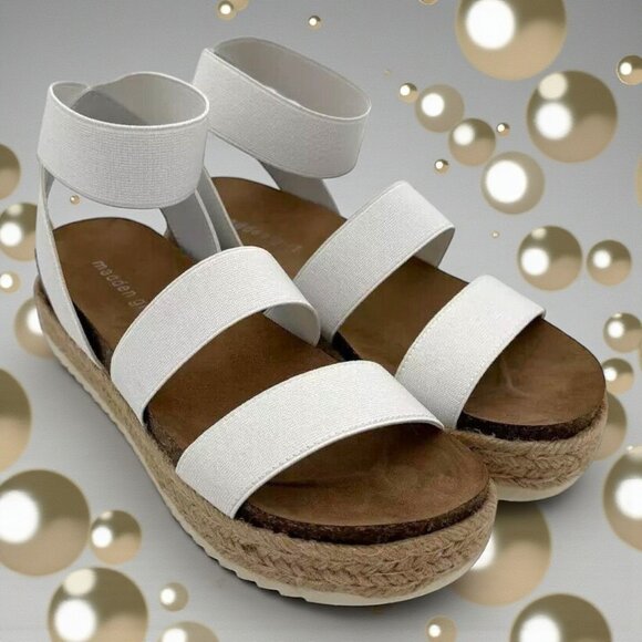 Madden Girl Womens White Espadrille Platform Sandals Size 7 Comfortable & Stylis - Picture 1 of 4